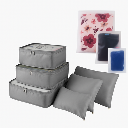 9-Piece Packing Cube Set | Water-Resistant | Mesh Top | Two-Way Zippers | 8 Colors