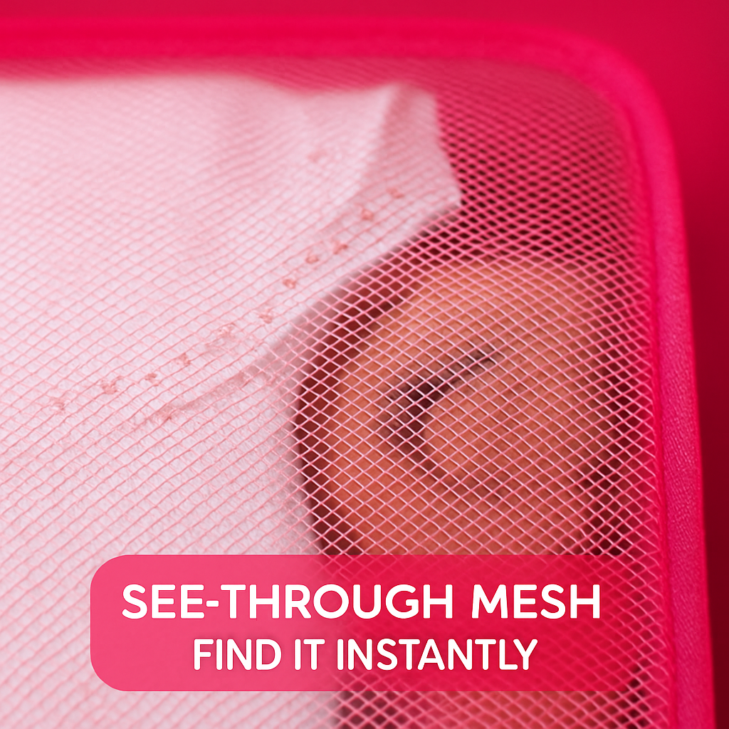 9-Piece Packing Cube Set | Water-Resistant | Mesh Top | Two-Way Zippers | 8 Colors