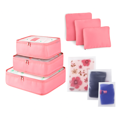 9-Piece Packing Cube Set | Water-Resistant | Mesh Top | Two-Way Zippers | 8 Colors
