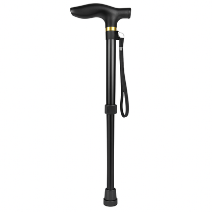 Folding Walking Cane | 4-Section | 5 Height Settings 33–37" | Slip-Resistant Tip | Wrist Strap | Red or Black
