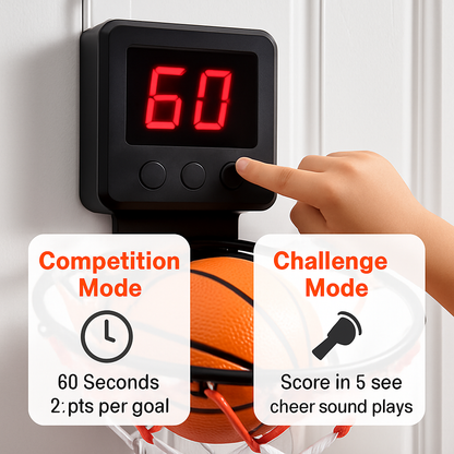 Indoor Door Mini Basketball Hoop Set | Electronic Scorer | 4 Balls | No-Drill | iMounTEK | Orange