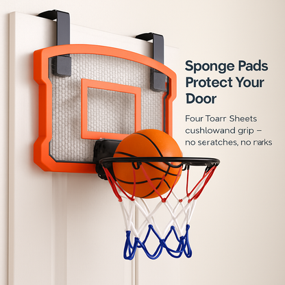 Indoor Door Mini Basketball Hoop Set | Electronic Scorer | 4 Balls | No-Drill | iMounTEK | Orange