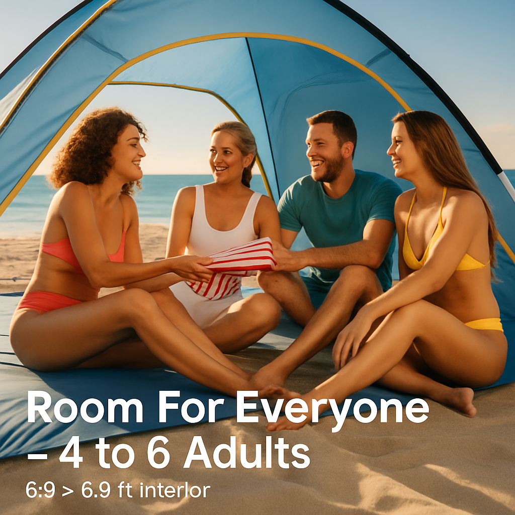 Beach Tent | 4–6 Person | UPF 50+ | 3 Openings | 15-Min Setup | LakeForest | Blue