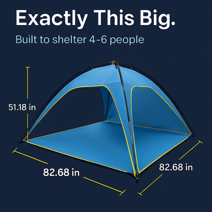 Beach Tent | 4–6 Person | UPF 50+ | 3 Openings | 15-Min Setup | LakeForest | Blue