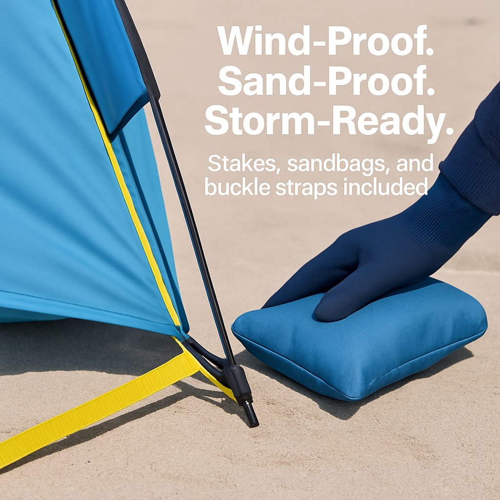 Beach Tent | 4–6 Person | UPF 50+ | 3 Openings | 15-Min Setup | LakeForest | Blue