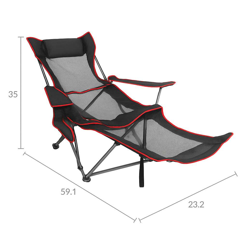 Foldable Camping Chair | 330 lb Capacity | Mesh Back | Reclining + Pillow | Cup Holder | Black or Blue
