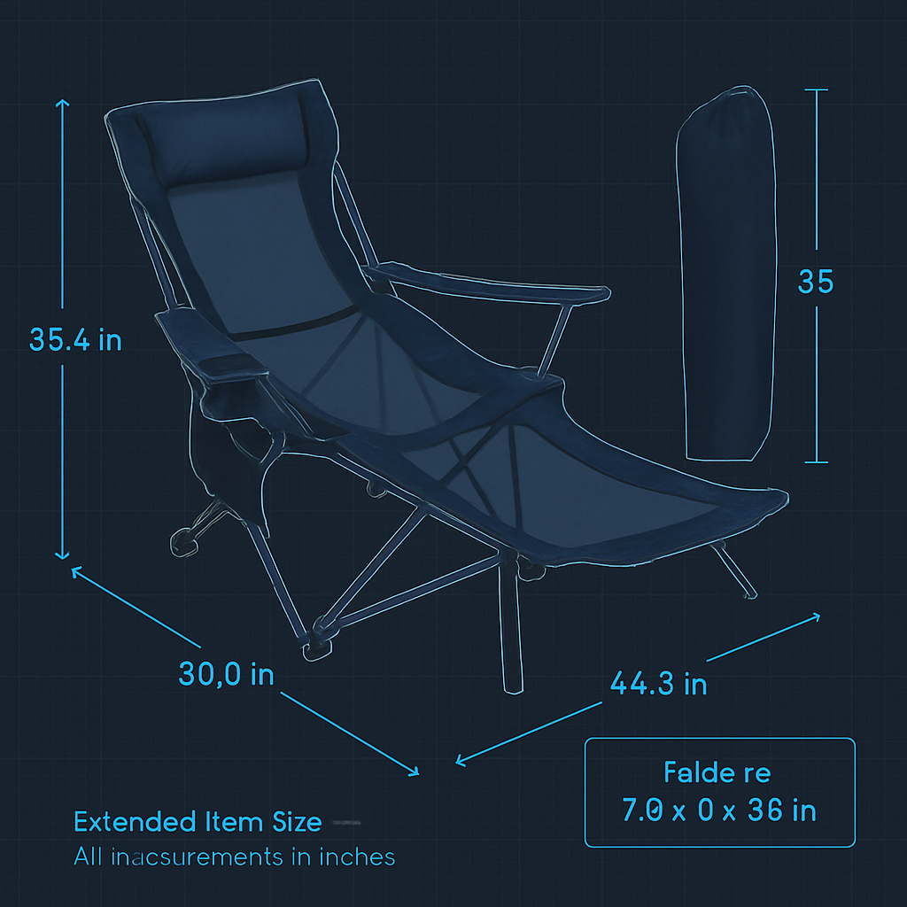 Foldable Camping Chair | 330 lb Capacity | Mesh Back | Reclining + Pillow | Cup Holder | Black or Blue