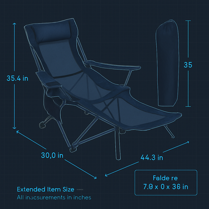 Foldable Camping Chair | 330 lb Capacity | Mesh Back | Reclining + Pillow | Cup Holder | Black or Blue