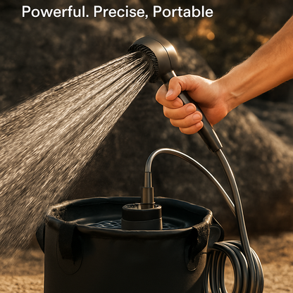 Portable Camping Shower with Foldable Bucket & Pump