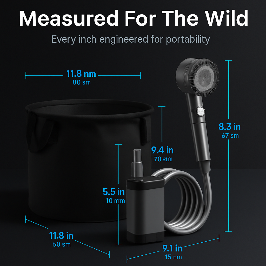 Portable Camping Shower with Foldable Bucket & Pump