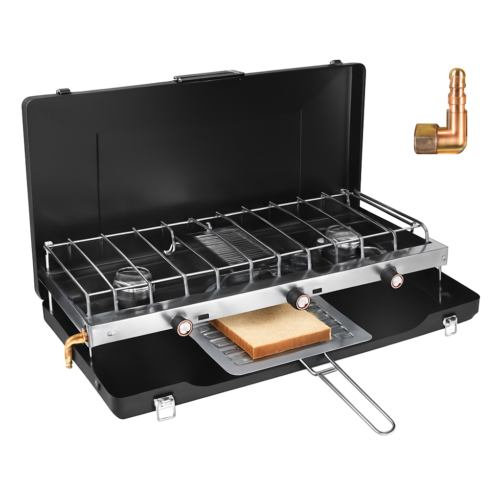 3-Burner Propane Camping Stove – 20,500 BTU, Foldable, RV & Camp Ready