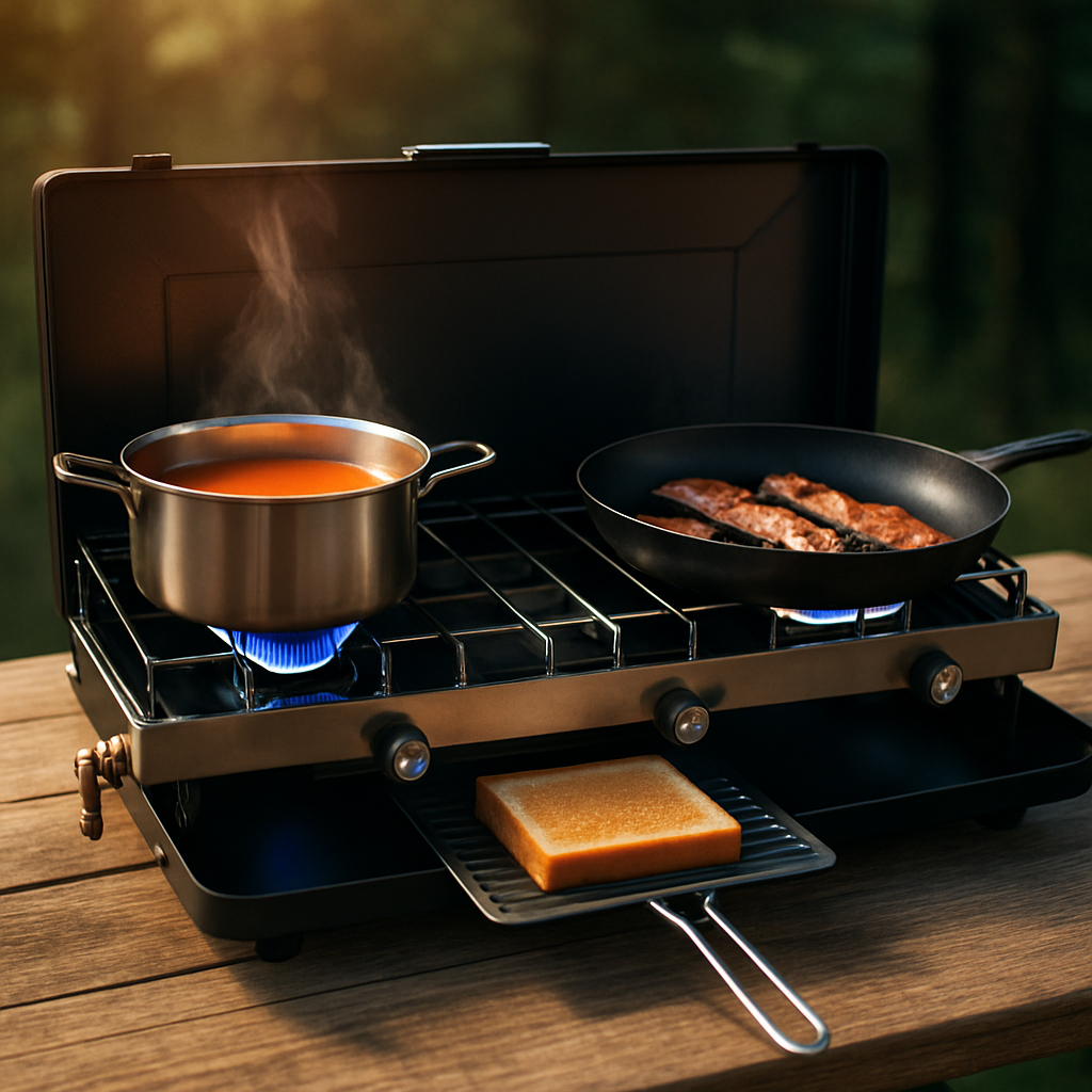 3-Burner Propane Camping Stove – 20,500 BTU, Foldable, RV & Camp Ready