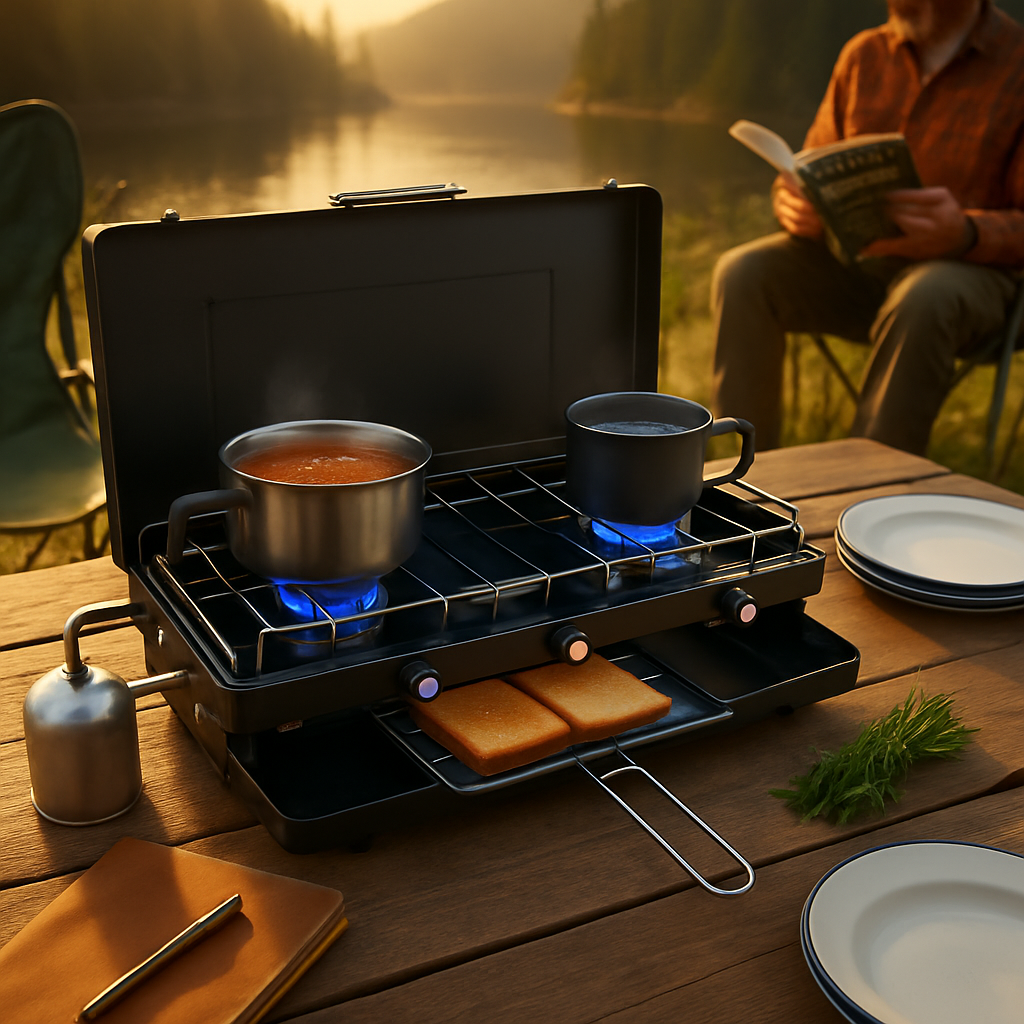 3-Burner Propane Camping Stove – 20,500 BTU, Foldable, RV & Camp Ready