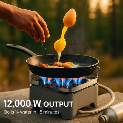 Portable Windproof Camping Stove – 12,000W, Boils 1L in ~3 Min.