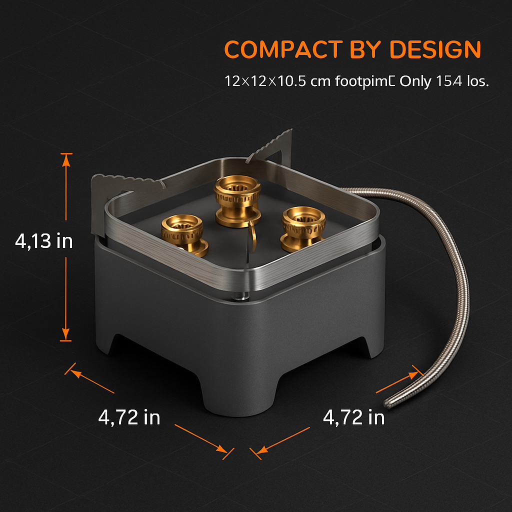 Portable Windproof Camping Stove – 12,000W, Boils 1L in ~3 Min.