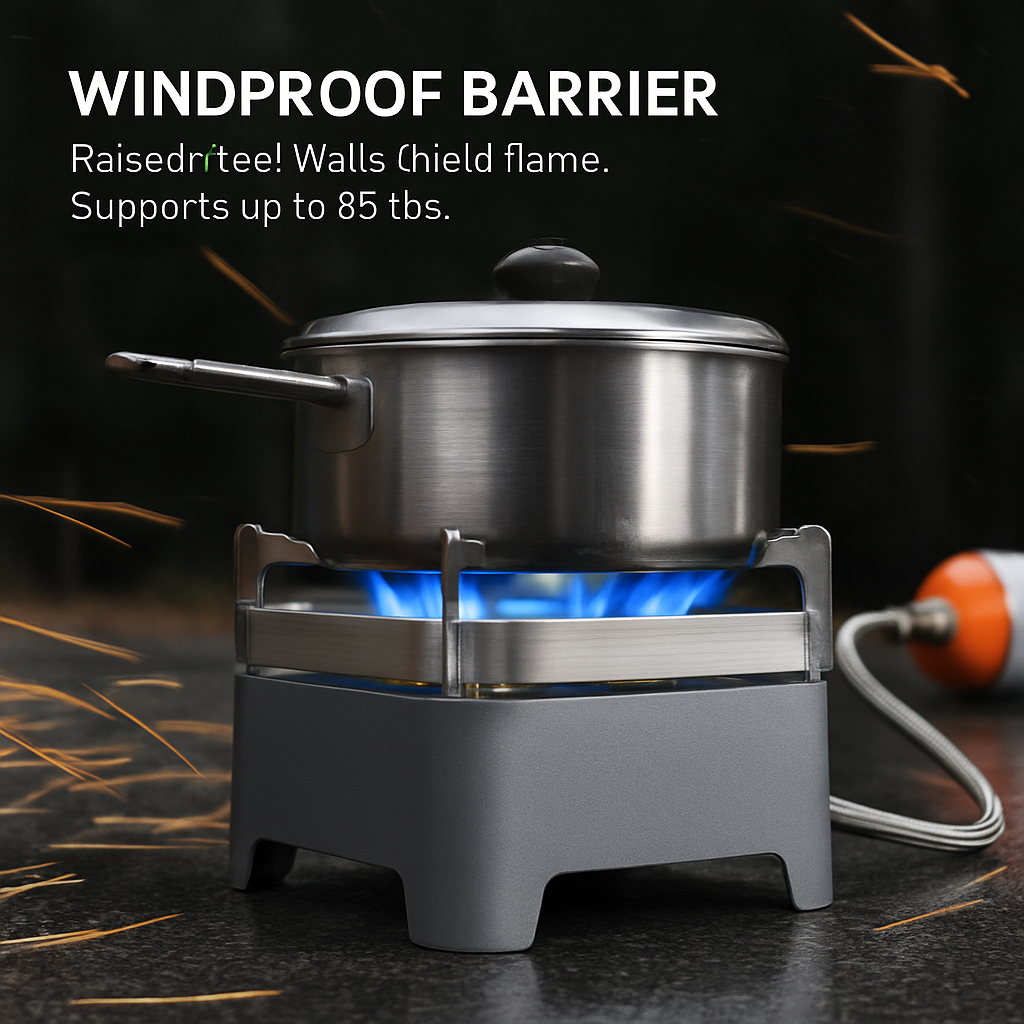 Portable Windproof Camping Stove – 12,000W, Boils 1L in ~3 Min.
