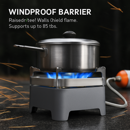 Portable Windproof Camping Stove – 12,000W, Boils 1L in ~3 Min.