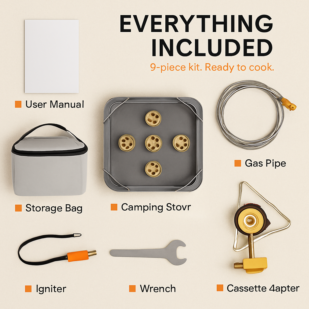 Portable Windproof Camping Stove – 12,000W, Boils 1L in ~3 Min.