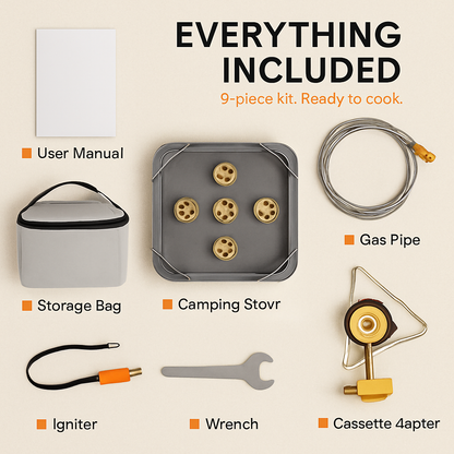 Portable Windproof Camping Stove – 12,000W, Boils 1L in ~3 Min.