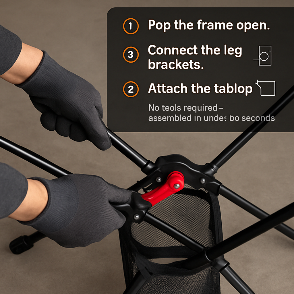 Compact Folding Camping Table | Aluminum Alloy | Cup Holders & Pockets | 695g | LakeForest | Black