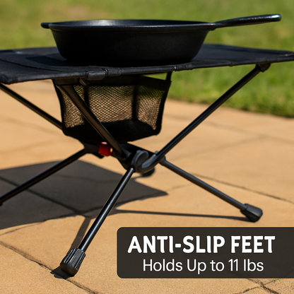 Compact Folding Camping Table | Aluminum Alloy | Cup Holders & Pockets | 695g | LakeForest | Black