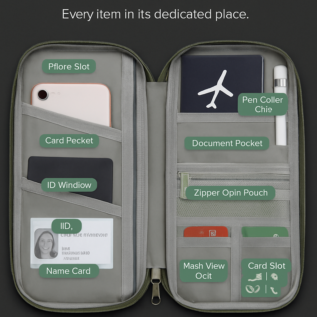 Travel Passport Wallet | 12 Pockets | Phone Slot | Pen Clip | 600D Oxford | iMounTEK | 4 Colors