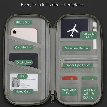 Travel Passport Wallet | 12 Pockets | Phone Slot | Pen Clip | 600D Oxford | iMounTEK | 4 Colors