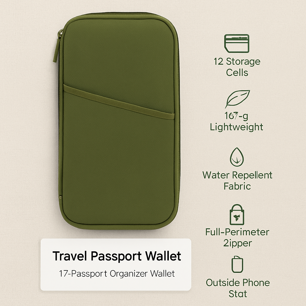 Travel Passport Wallet | 12 Pockets | Phone Slot | Pen Clip | 600D Oxford | iMounTEK | 4 Colors