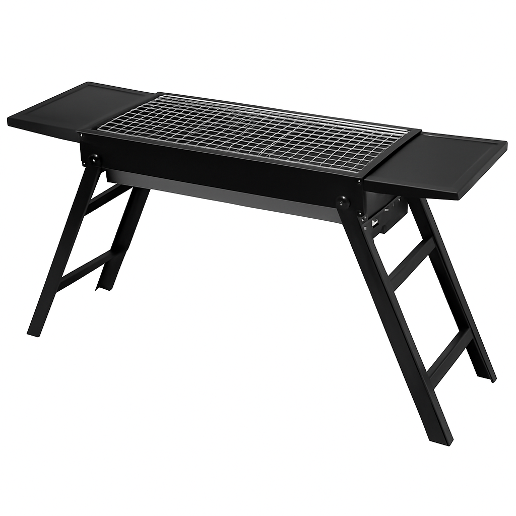 Foldable Charcoal BBQ Grill with Shelf for Camping