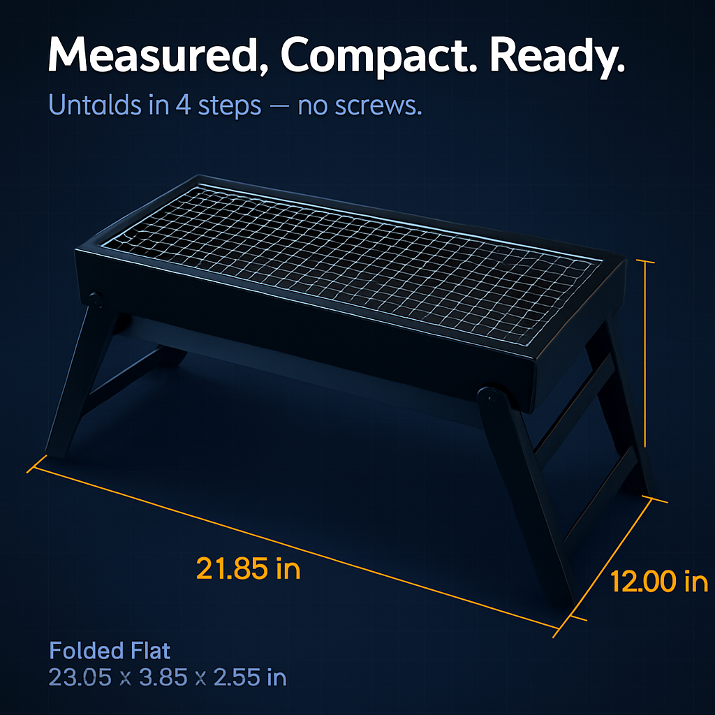 Foldable Charcoal BBQ Grill with Shelf for Camping