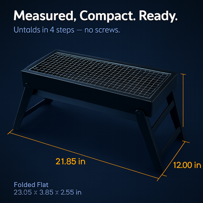 Foldable Charcoal BBQ Grill with Shelf for Camping