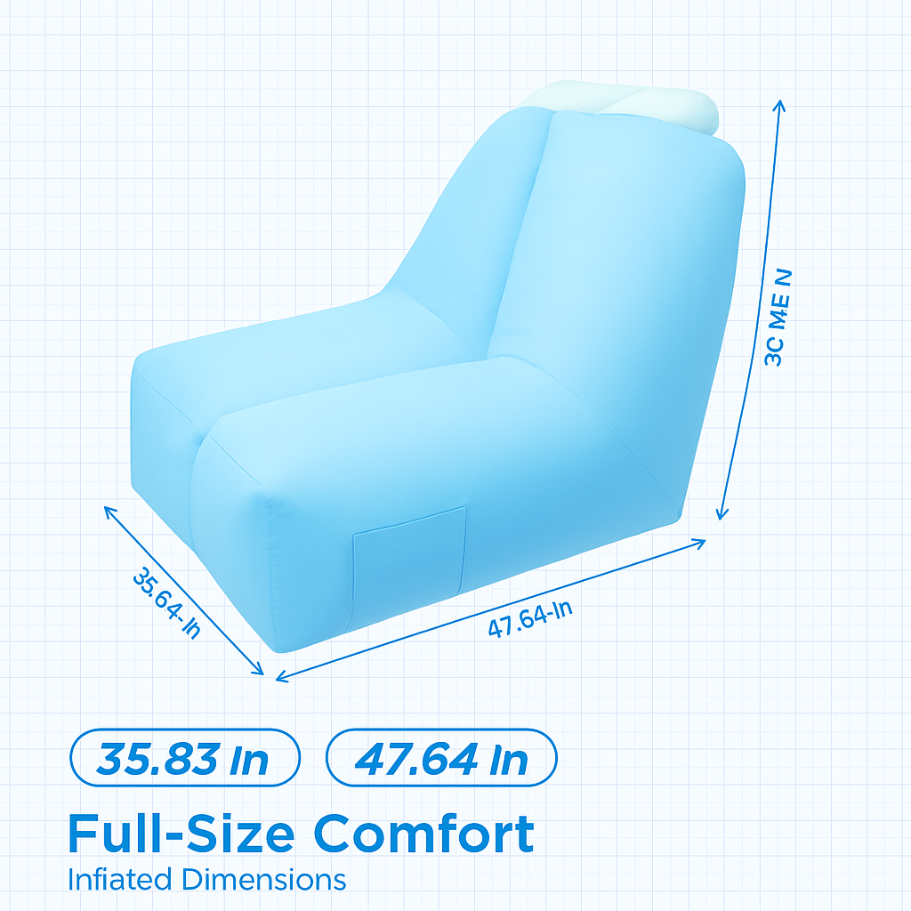 iMounTEK Inflatable Lounger Air Sofa – 440 lb Capacity, Pump-Free Setup