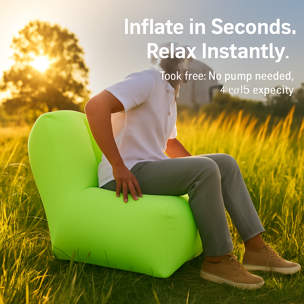 iMounTEK Inflatable Lounger Air Sofa – 440 lb Capacity, Pump-Free Setup