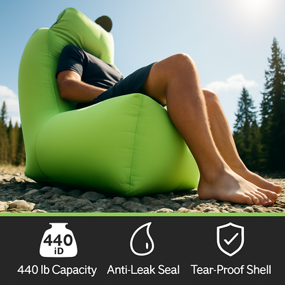 iMounTEK Inflatable Lounger Air Sofa – 440 lb Capacity, Pump-Free Setup