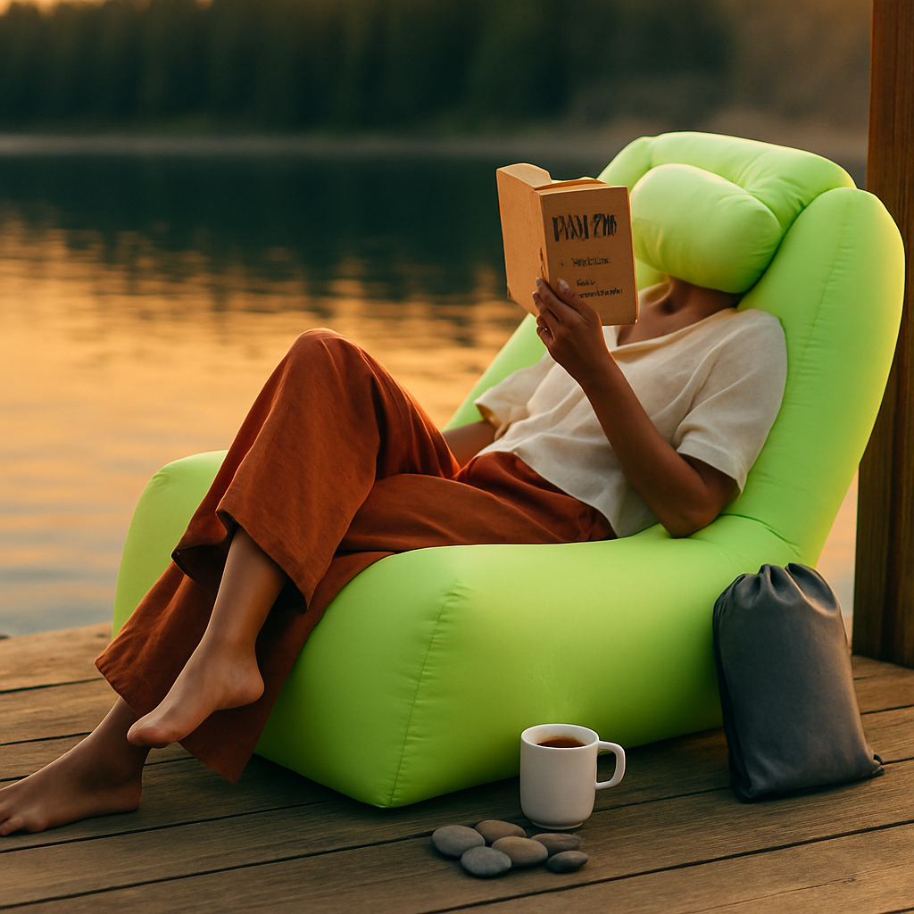 iMounTEK Inflatable Lounger Air Sofa – 440 lb Capacity, Pump-Free Setup