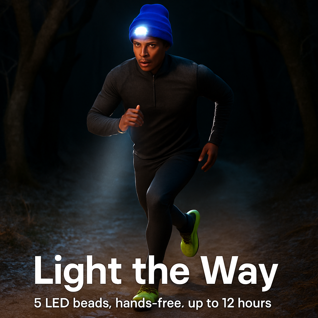 iMounTEK LED Headlamp Beanie – 5-LED, 12-Hour Battery, 7 Colors