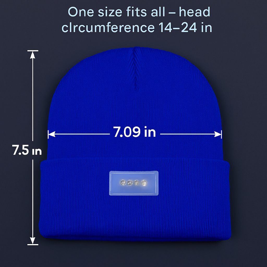 iMounTEK LED Headlamp Beanie – 5-LED, 12-Hour Battery, 7 Colors