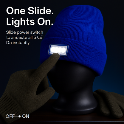 iMounTEK LED Headlamp Beanie – 5-LED, 12-Hour Battery, 7 Colors