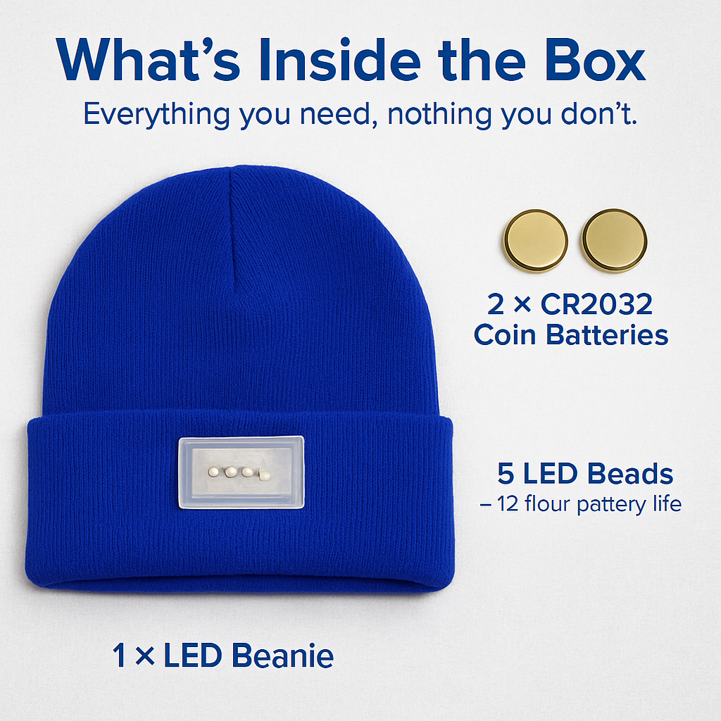 iMounTEK LED Headlamp Beanie – 5-LED, 12-Hour Battery, 7 Colors