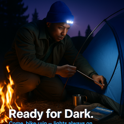 iMounTEK LED Headlamp Beanie – 5-LED, 12-Hour Battery, 7 Colors