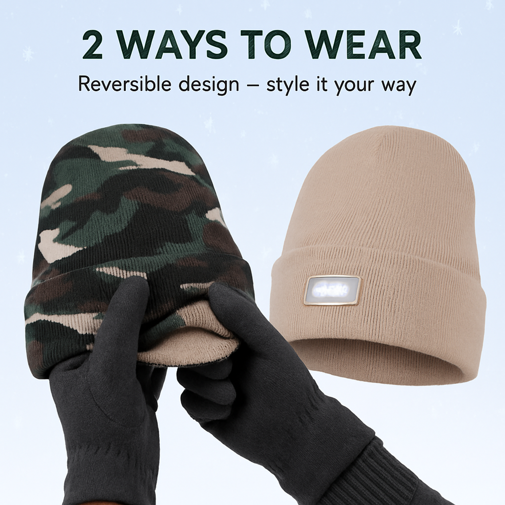 iMounTEK LED Headlamp Beanie – 5-LED, 12-Hour Battery, 7 Colors