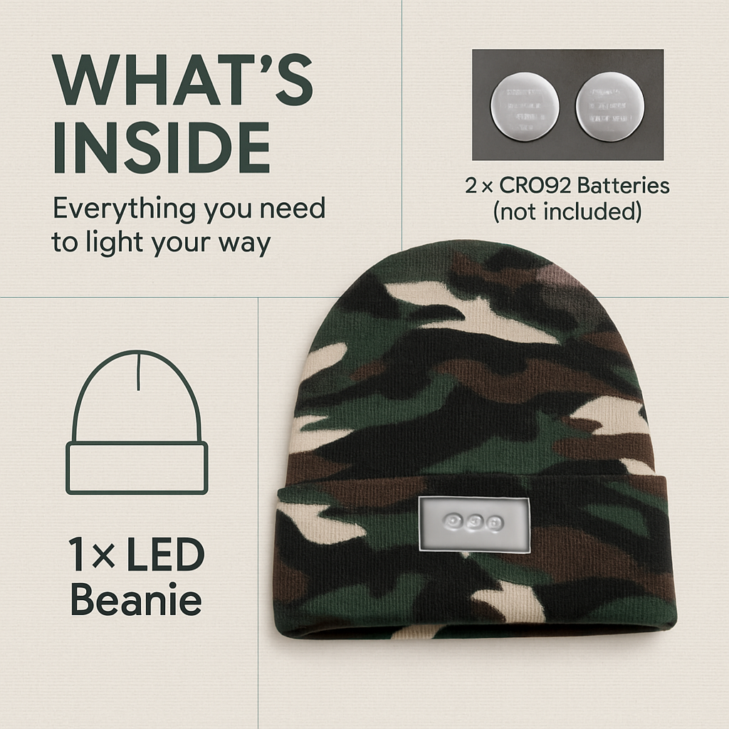 iMounTEK LED Headlamp Beanie – 5-LED, 12-Hour Battery, 7 Colors