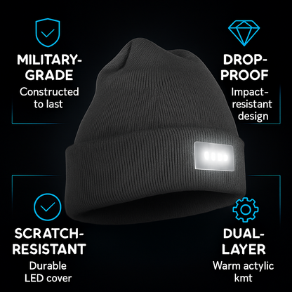iMounTEK LED Headlamp Beanie – 5-LED, 12-Hour Battery, 7 Colors