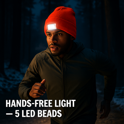 iMounTEK LED Headlamp Beanie – 5-LED, 12-Hour Battery, 7 Colors