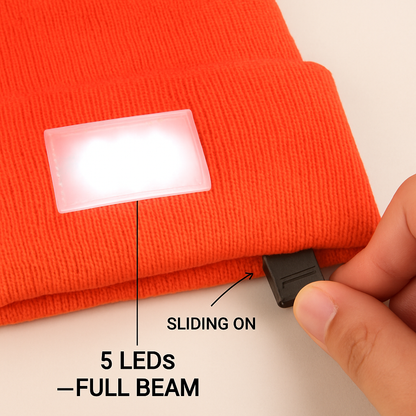 iMounTEK LED Headlamp Beanie – 5-LED, 12-Hour Battery, 7 Colors