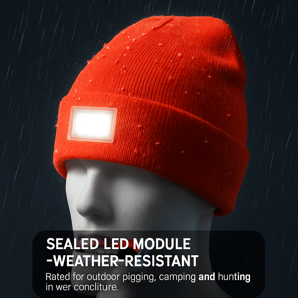 iMounTEK LED Headlamp Beanie – 5-LED, 12-Hour Battery, 7 Colors