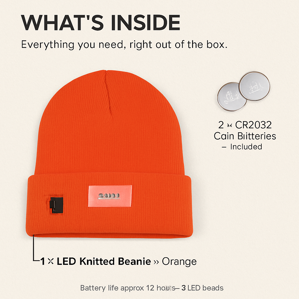 iMounTEK LED Headlamp Beanie – 5-LED, 12-Hour Battery, 7 Colors