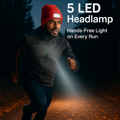 iMounTEK LED Headlamp Beanie – 5-LED, 12-Hour Battery, 7 Colors