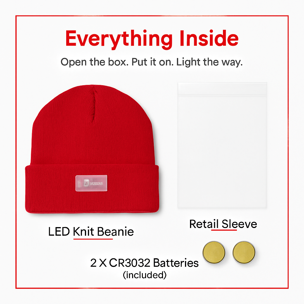iMounTEK LED Headlamp Beanie – 5-LED, 12-Hour Battery, 7 Colors