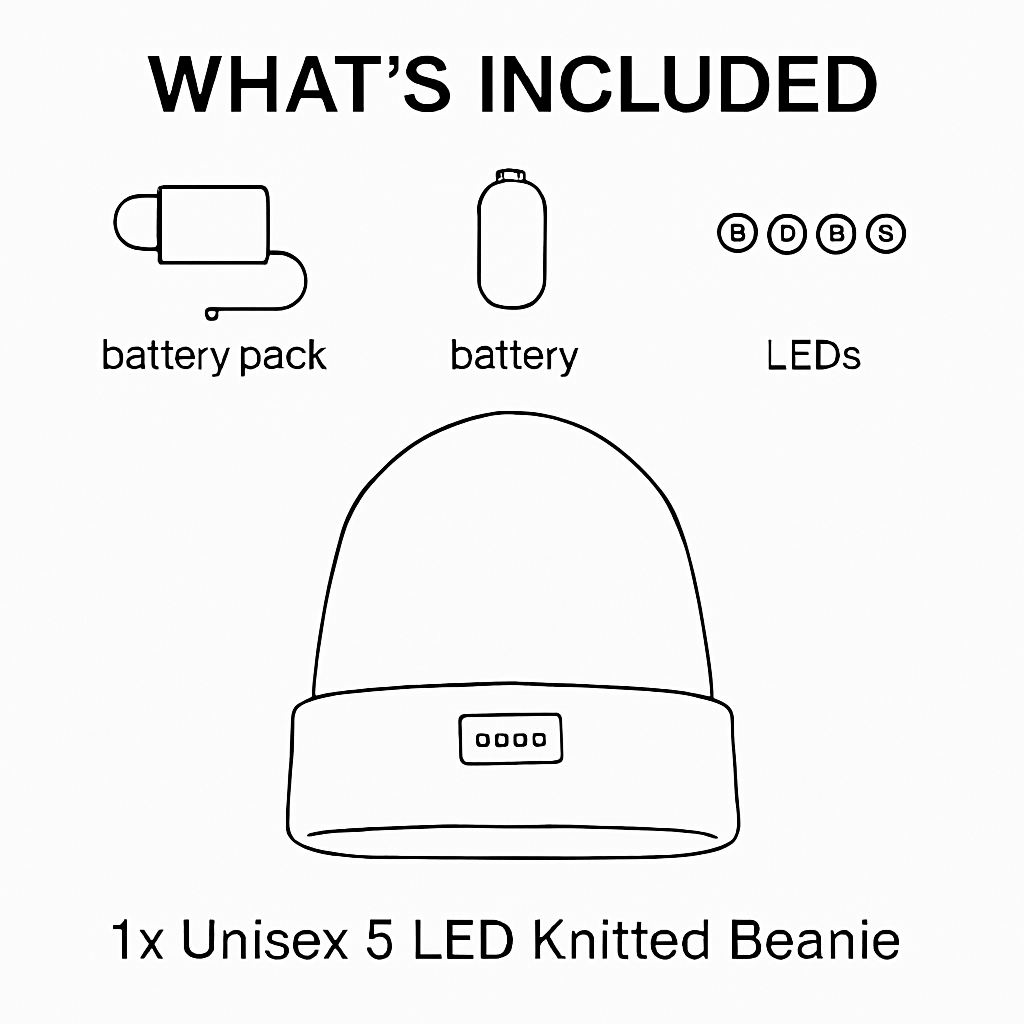 iMounTEK LED Headlamp Beanie – 5-LED, 12-Hour Battery, 7 Colors